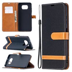 Jeans Cowboy Denim Leather Wallet Case for Mi Xiaomi Poco X3 NFC - Black