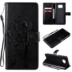 Embossing Butterfly Tree Leather Wallet Case for Mi Xiaomi Poco X3 NFC - Black