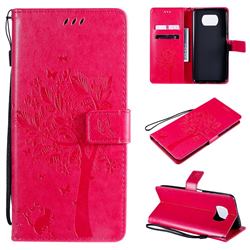 Embossing Butterfly Tree Leather Wallet Case for Mi Xiaomi Poco X3 NFC - Rose