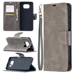 Classic Sheepskin PU Leather Phone Wallet Case for Mi Xiaomi Poco X3 NFC - Gray