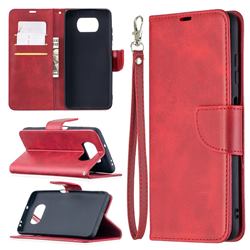 Classic Sheepskin PU Leather Phone Wallet Case for Mi Xiaomi Poco X3 NFC - Red