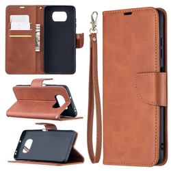 Classic Sheepskin PU Leather Phone Wallet Case for Mi Xiaomi Poco X3 NFC - Brown