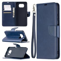 Classic Sheepskin PU Leather Phone Wallet Case for Mi Xiaomi Poco X3 NFC - Blue