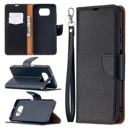 Classic Luxury Litchi Leather Phone Wallet Case for Mi Xiaomi Poco X3 NFC - Black