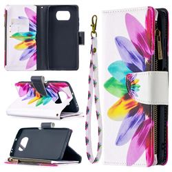 Seven-color Flowers Binfen Color BF03 Retro Zipper Leather Wallet Phone Case for Mi Xiaomi Poco X3 NFC