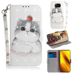 Cute Tomato Cat 3D Painted Leather Wallet Phone Case for Mi Xiaomi Poco X3 NFC