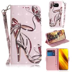 Butterfly High Heels 3D Painted Leather Wallet Phone Case for Mi Xiaomi Poco X3 NFC