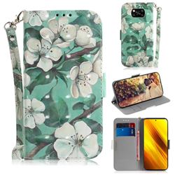Watercolor Flower 3D Painted Leather Wallet Phone Case for Mi Xiaomi Poco X3 NFC