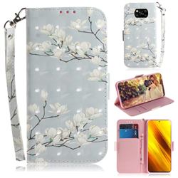 Magnolia Flower 3D Painted Leather Wallet Phone Case for Mi Xiaomi Poco X3 NFC