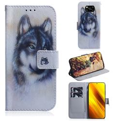 Snow Wolf PU Leather Wallet Case for Mi Xiaomi Poco X3 NFC