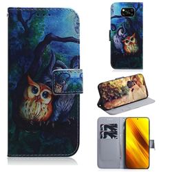Oil Painting Owl PU Leather Wallet Case for Mi Xiaomi Poco X3 NFC