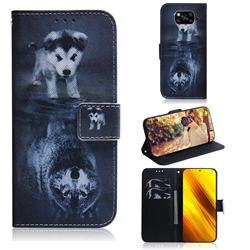 Wolf and Dog PU Leather Wallet Case for Mi Xiaomi Poco X3 NFC
