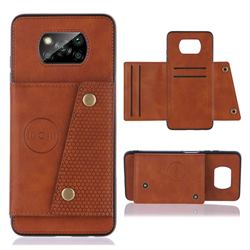Retro Multifunction Card Slots Stand Leather Coated Phone Back Cover for Mi Xiaomi Poco X3 NFC - Brown