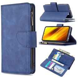 Binfen Color BF02 Sensory Buckle Zipper Multifunction Leather Phone Wallet for Mi Xiaomi Poco X3 NFC - Blue