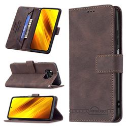 Binfen Color RFID Blocking Leather Wallet Case for Mi Xiaomi Poco X3 NFC - Brown