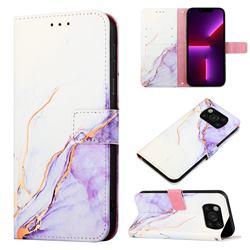 Purple White Marble Leather Wallet Protective Case for Mi Xiaomi Poco X3 NFC