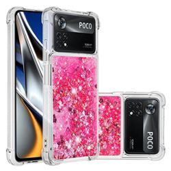 Dynamic Liquid Glitter Sand Quicksand TPU Case for Mi Xiaomi Poco X4 Pro 5G - Pink Love Heart