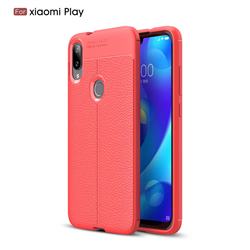 Luxury Auto Focus Litchi Texture Silicone TPU Back Cover for Xiaomi Mi Play - Red
