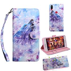 Roaring Wolf 3D Painted Leather Wallet Case for Xiaomi Mi Play