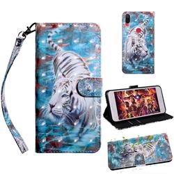 White Tiger 3D Painted Leather Wallet Case for Xiaomi Mi Play