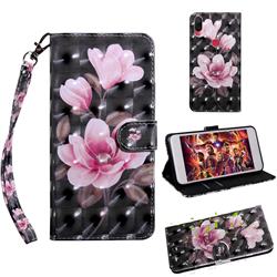 Black Powder Flower 3D Painted Leather Wallet Case for Xiaomi Mi Play