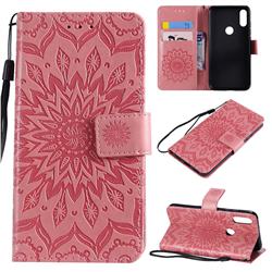 Embossing Sunflower Leather Wallet Case for Xiaomi Mi Play - Pink