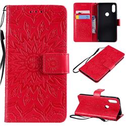 Embossing Sunflower Leather Wallet Case for Xiaomi Mi Play - Red