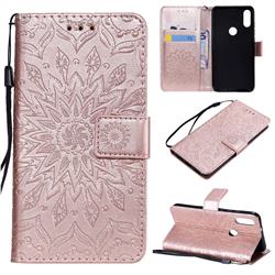 Embossing Sunflower Leather Wallet Case for Xiaomi Mi Play - Rose Gold