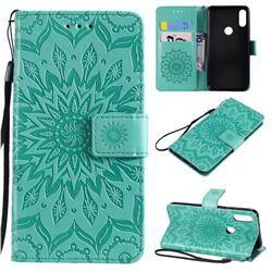 Embossing Sunflower Leather Wallet Case for Xiaomi Mi Play - Green