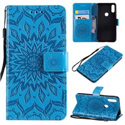 Embossing Sunflower Leather Wallet Case for Xiaomi Mi Play - Blue
