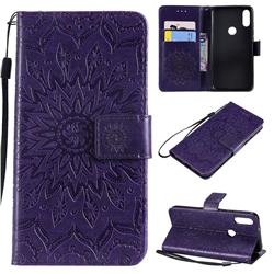 Embossing Sunflower Leather Wallet Case for Xiaomi Mi Play - Purple