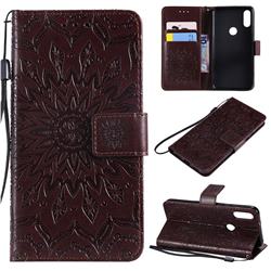 Embossing Sunflower Leather Wallet Case for Xiaomi Mi Play - Brown