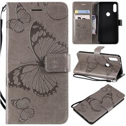 Embossing 3D Butterfly Leather Wallet Case for Xiaomi Mi Play - Gray