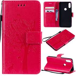 Embossing Butterfly Tree Leather Wallet Case for Xiaomi Mi Play - Rose