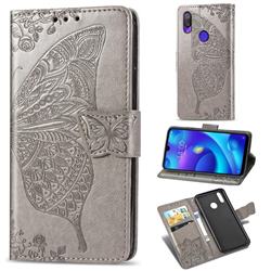 Embossing Mandala Flower Butterfly Leather Wallet Case for Xiaomi Mi Play - Gray