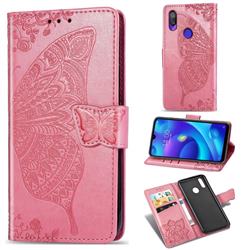 Embossing Mandala Flower Butterfly Leather Wallet Case for Xiaomi Mi Play - Pink