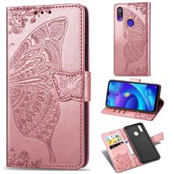Embossing Mandala Flower Butterfly Leather Wallet Case for Xiaomi Mi Play - Rose Gold