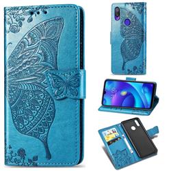Embossing Mandala Flower Butterfly Leather Wallet Case for Xiaomi Mi Play - Blue