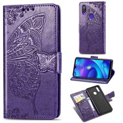 Embossing Mandala Flower Butterfly Leather Wallet Case for Xiaomi Mi Play - Dark Purple