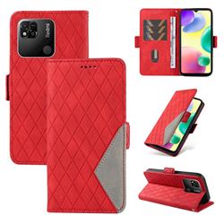 Grid Pattern Splicing Protective Wallet Case Cover for Xiaomi Redmi 10A - Red