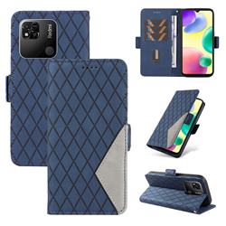 Grid Pattern Splicing Protective Wallet Case Cover for Xiaomi Redmi 10A - Blue