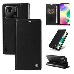 YIKATU Litchi Card Magnetic Automatic Suction Leather Flip Cover for Xiaomi Redmi 10A - Black