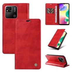 YIKATU Litchi Card Magnetic Automatic Suction Leather Flip Cover for Xiaomi Redmi 10A - Bright Red