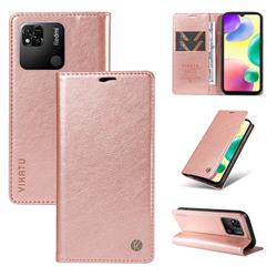 YIKATU Litchi Card Magnetic Automatic Suction Leather Flip Cover for Xiaomi Redmi 10A - Rose Gold