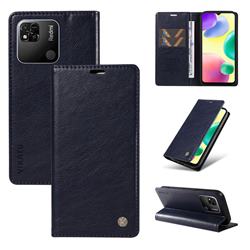 YIKATU Litchi Card Magnetic Automatic Suction Leather Flip Cover for Xiaomi Redmi 10A - Navy Blue