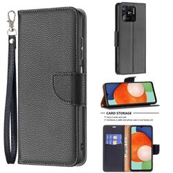 Classic Luxury Litchi Leather Phone Wallet Case for Xiaomi Redmi 10C - Black