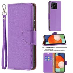 Classic Luxury Litchi Leather Phone Wallet Case for Xiaomi Redmi 10C - Purple