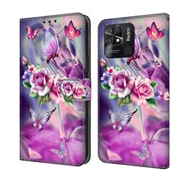 Flower Butterflies Crystal PU Leather Protective Wallet Case Cover for Xiaomi Redmi 10C