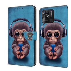 Cute Orangutan Crystal PU Leather Protective Wallet Case Cover for Xiaomi Redmi 10C