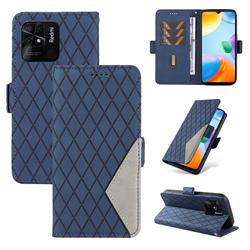 Grid Pattern Splicing Protective Wallet Case Cover for Xiaomi Redmi 10C - Blue
